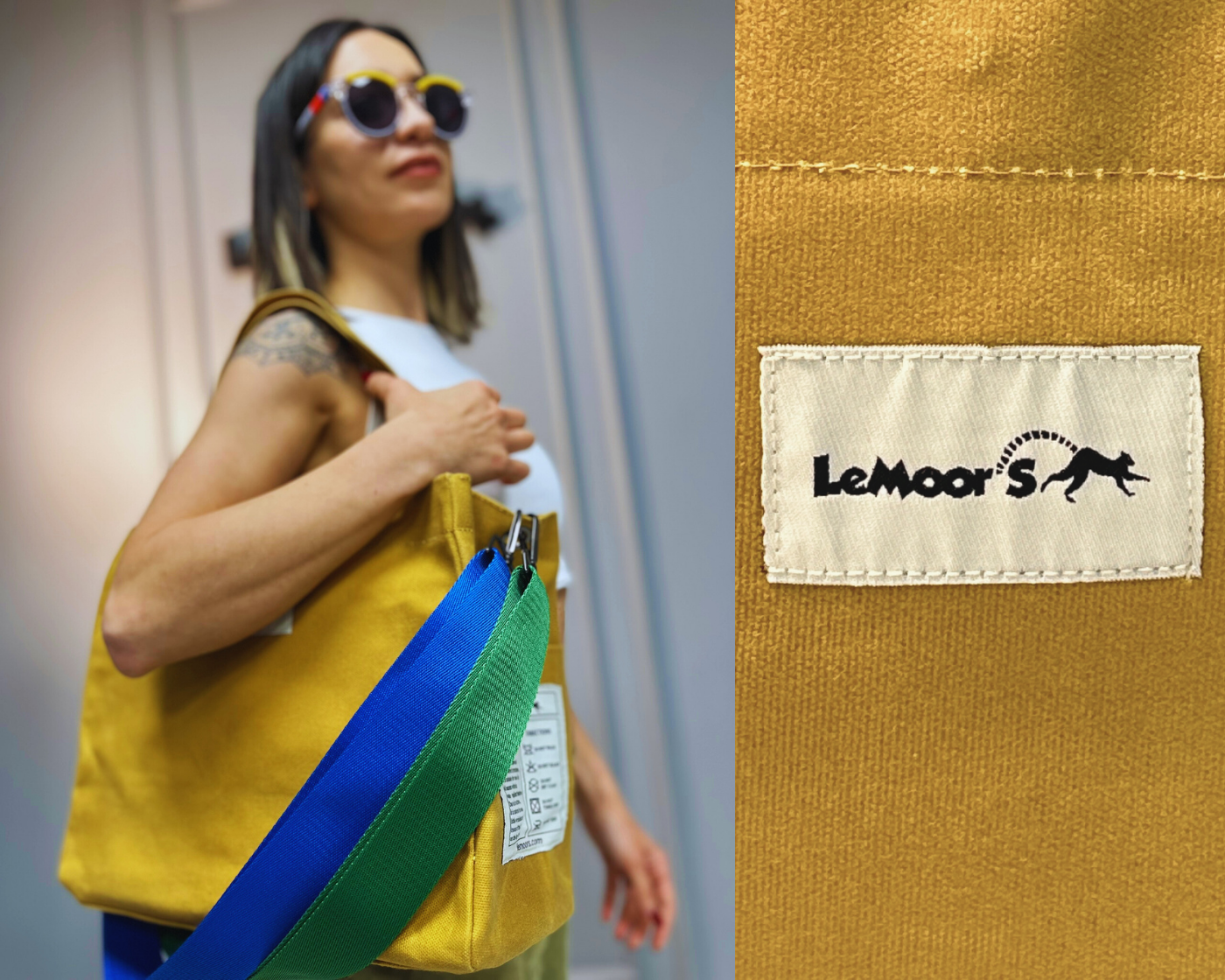 Lemoors Hibiscus Waxed Canvas Tote Bag Mustard