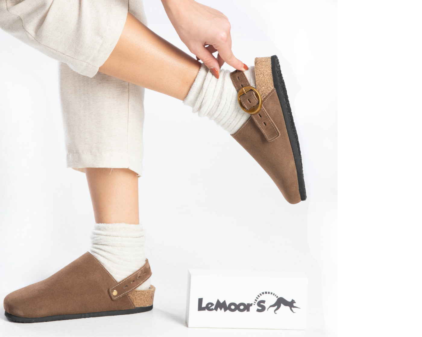 Mary Jane- Natural Cork- Suede Leather-Brown