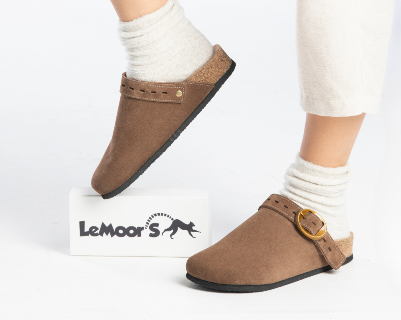 Mary Jane- Natural Cork- Suede Leather-Brown