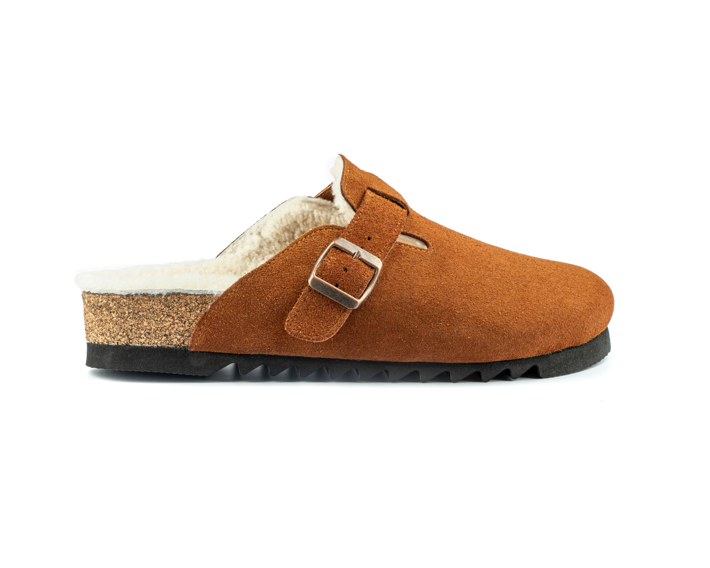 Costa Shearling-Natural Cork/ Suede Leather- Cinnamon Powder