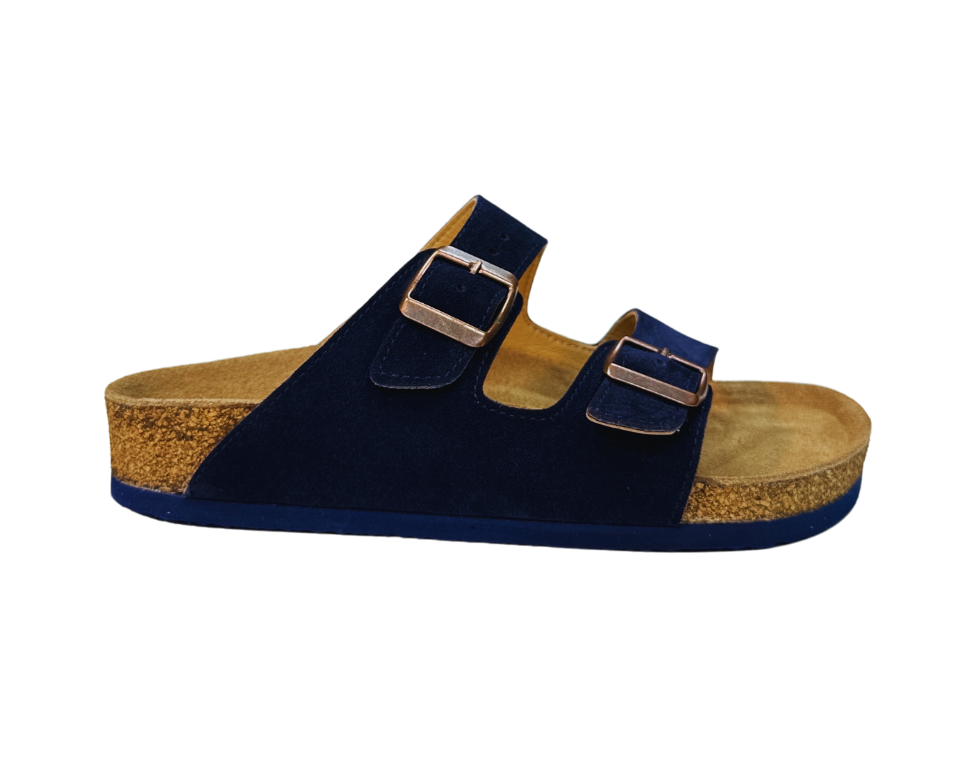 Maria Natural Cork Suede Leather NavyBlue