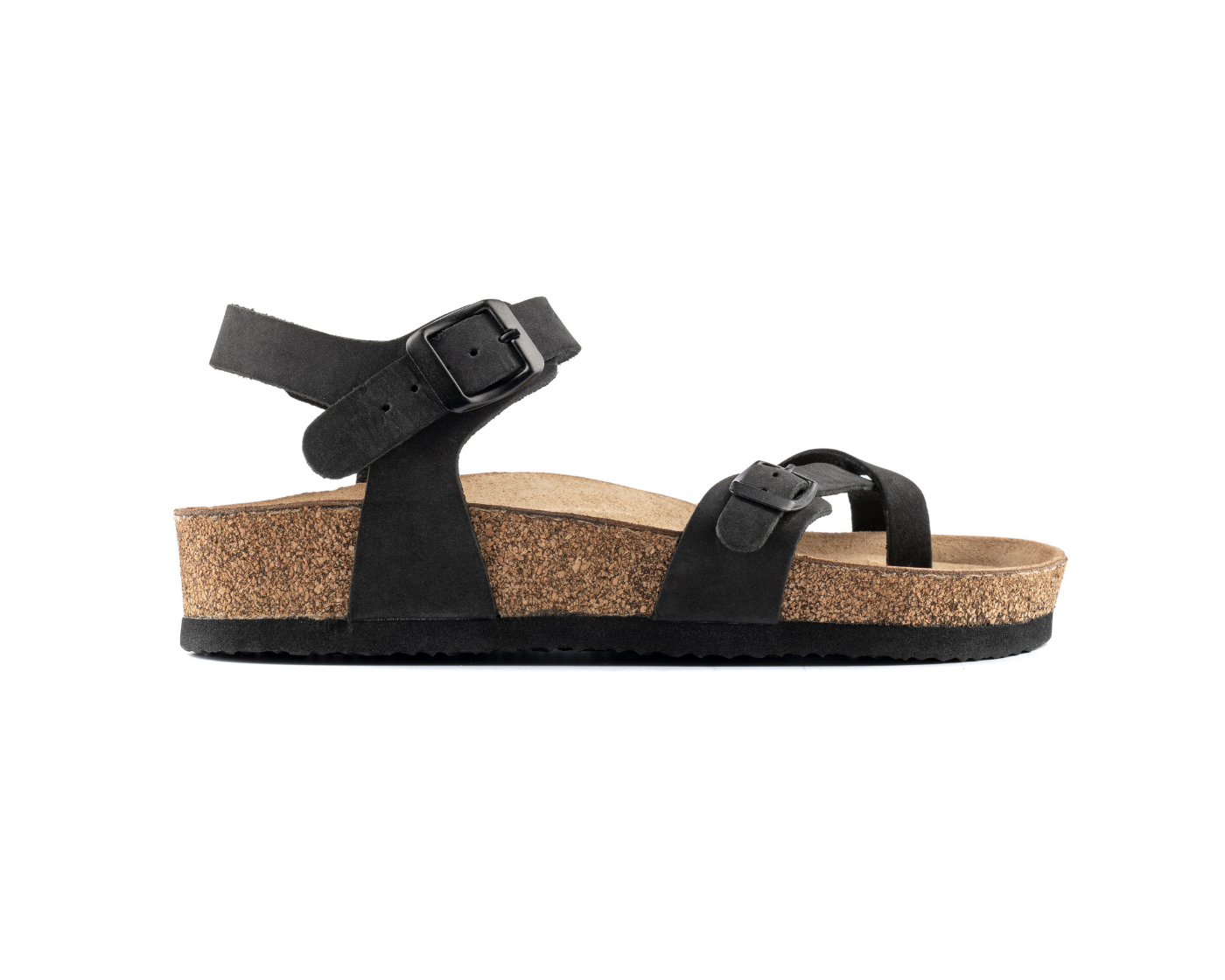 Helena- Natural Cork- Nubuck Leather- Black