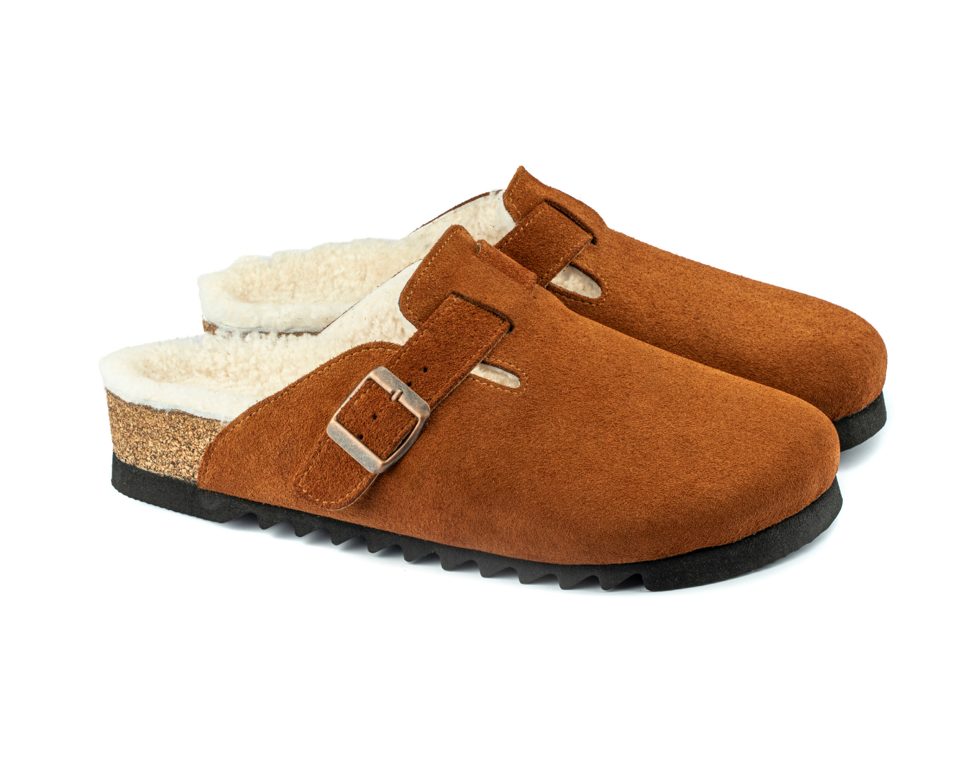 Costa Shearling-Natural Cork/ Suede Leather- Cinnamon Powder