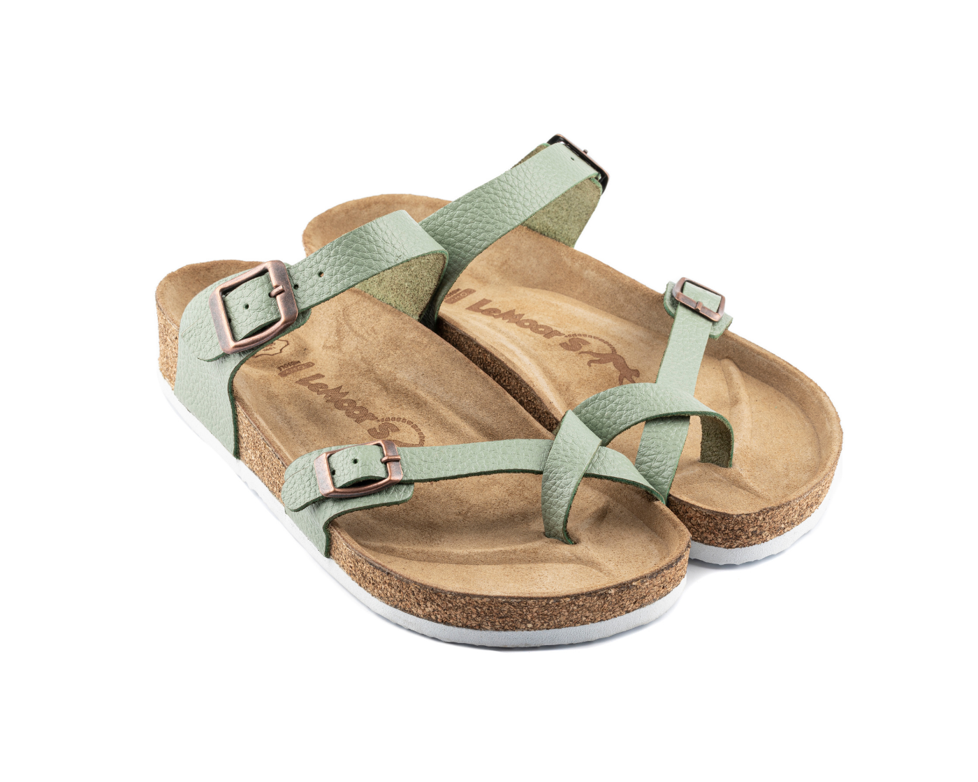 Adriana -Natural Cork- Flat Grain Leather - Light Green