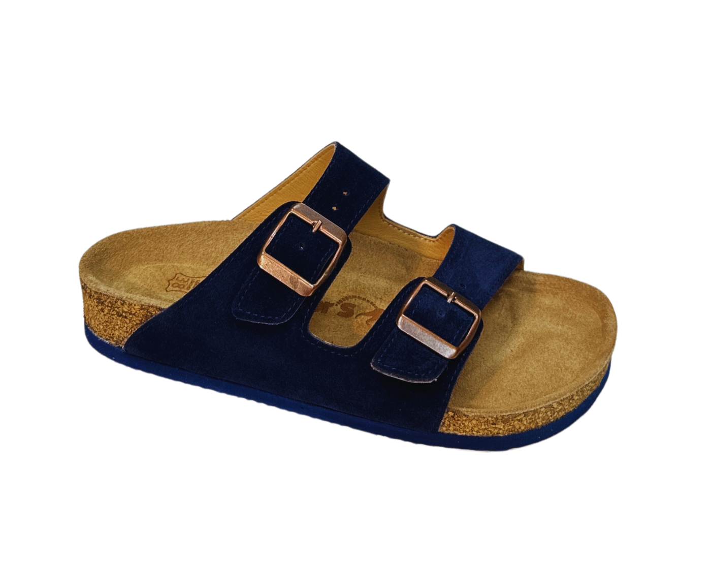 Maria Natural Cork Suede Leather NavyBlue