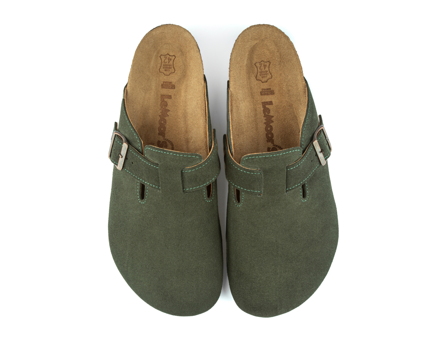 Costa- Natural Cork/ Suede Leather- Dark Green