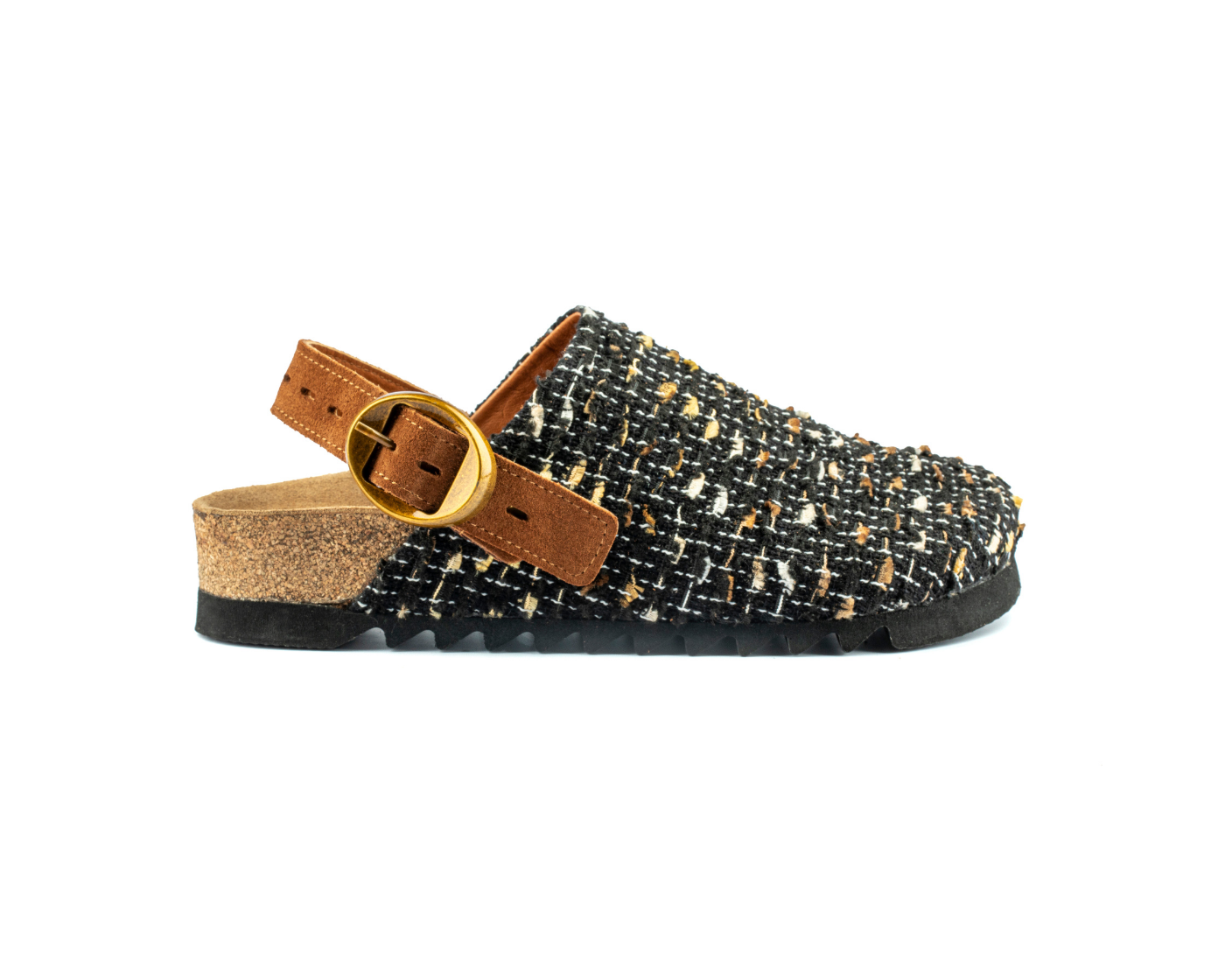 Mary Jane Natural Cork Textile Black