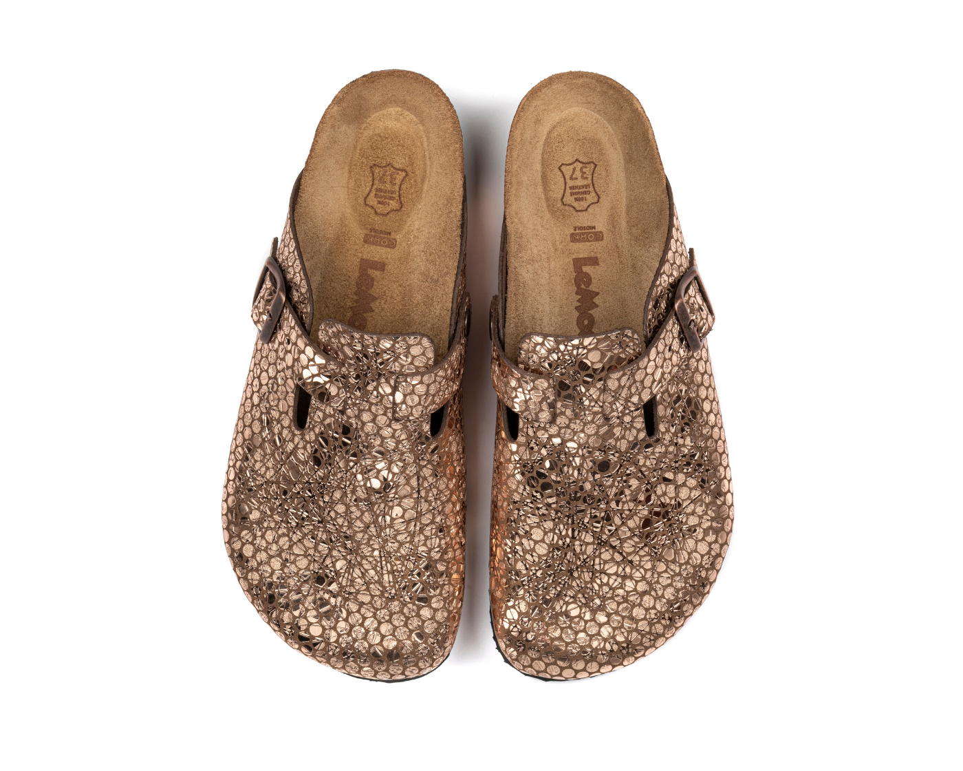 Susana- Natural Cork- Printed Leather- Bronze