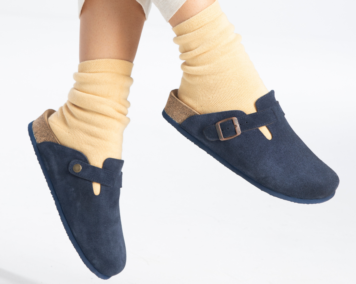 Susana- Natural Cork- Suede Leather- Navy Blue