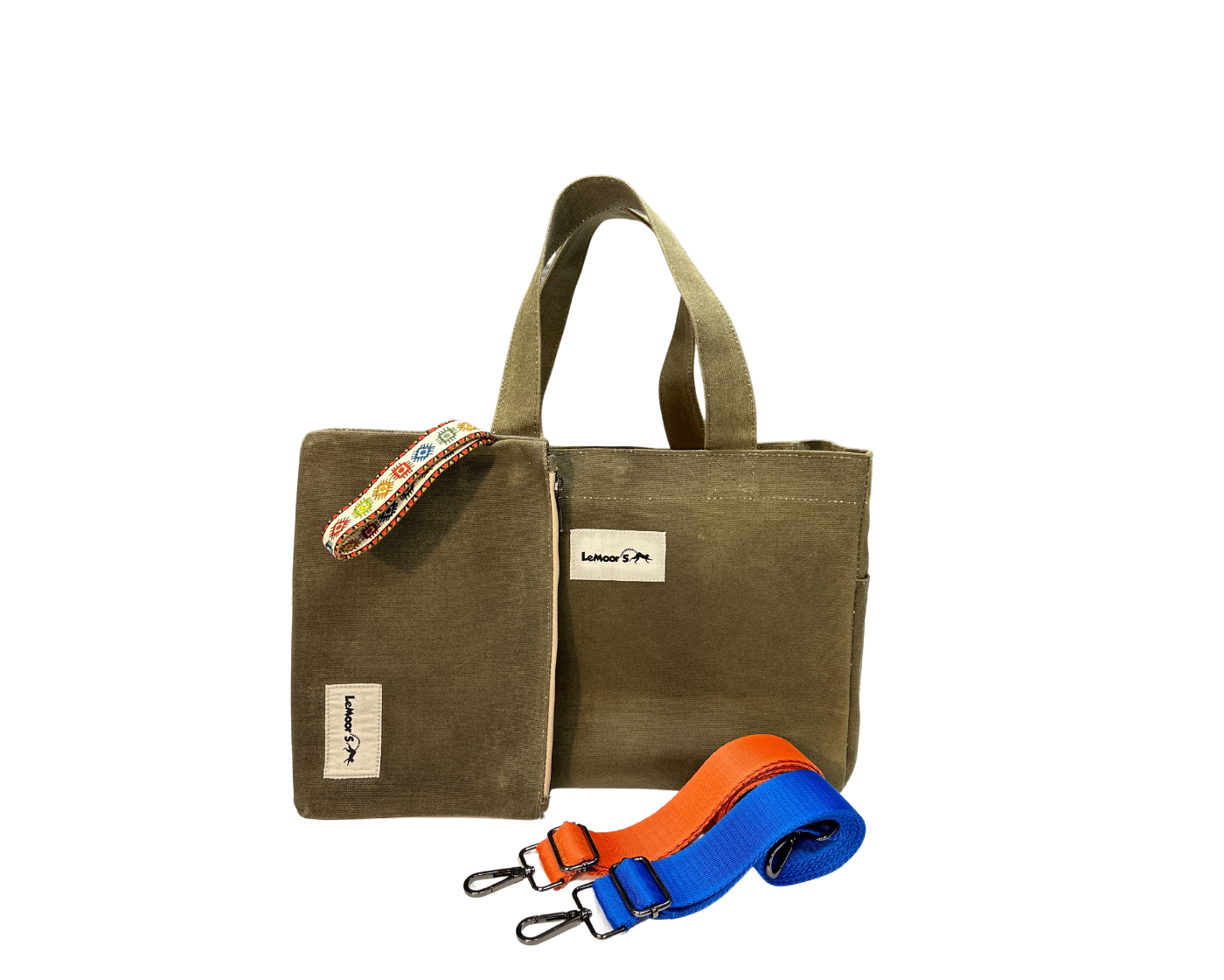 Lemoors Hibiscus Waxed Canvas Tote Bag Khaki