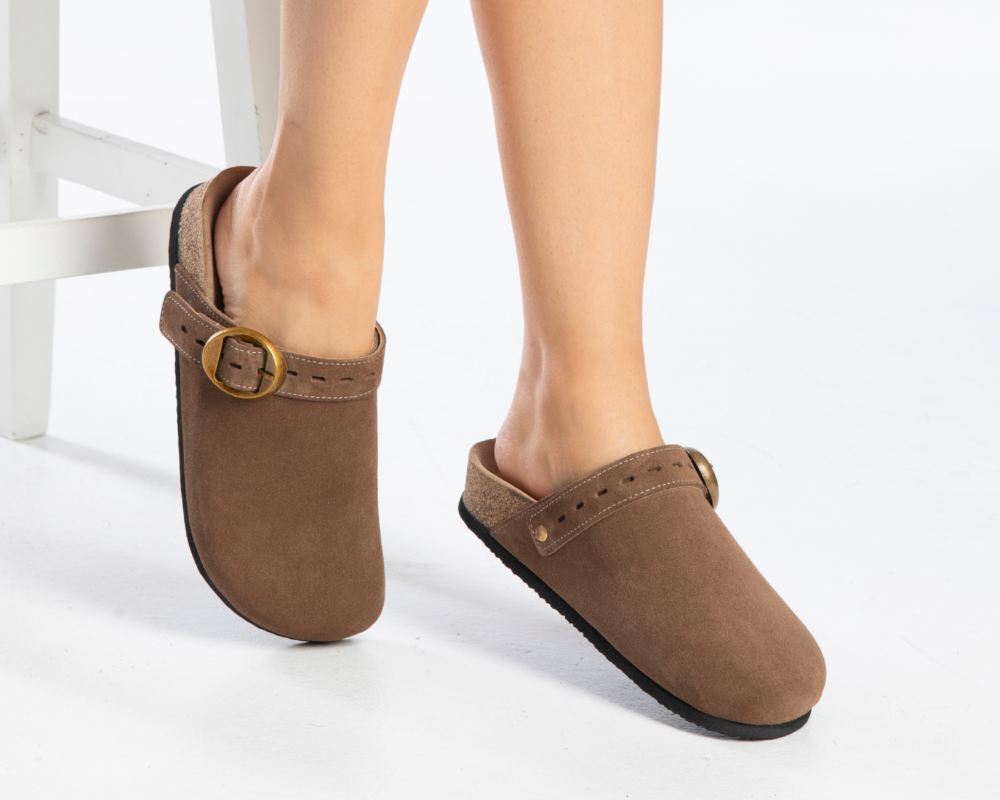 Mary Jane- Natural Cork- Suede Leather-Brown