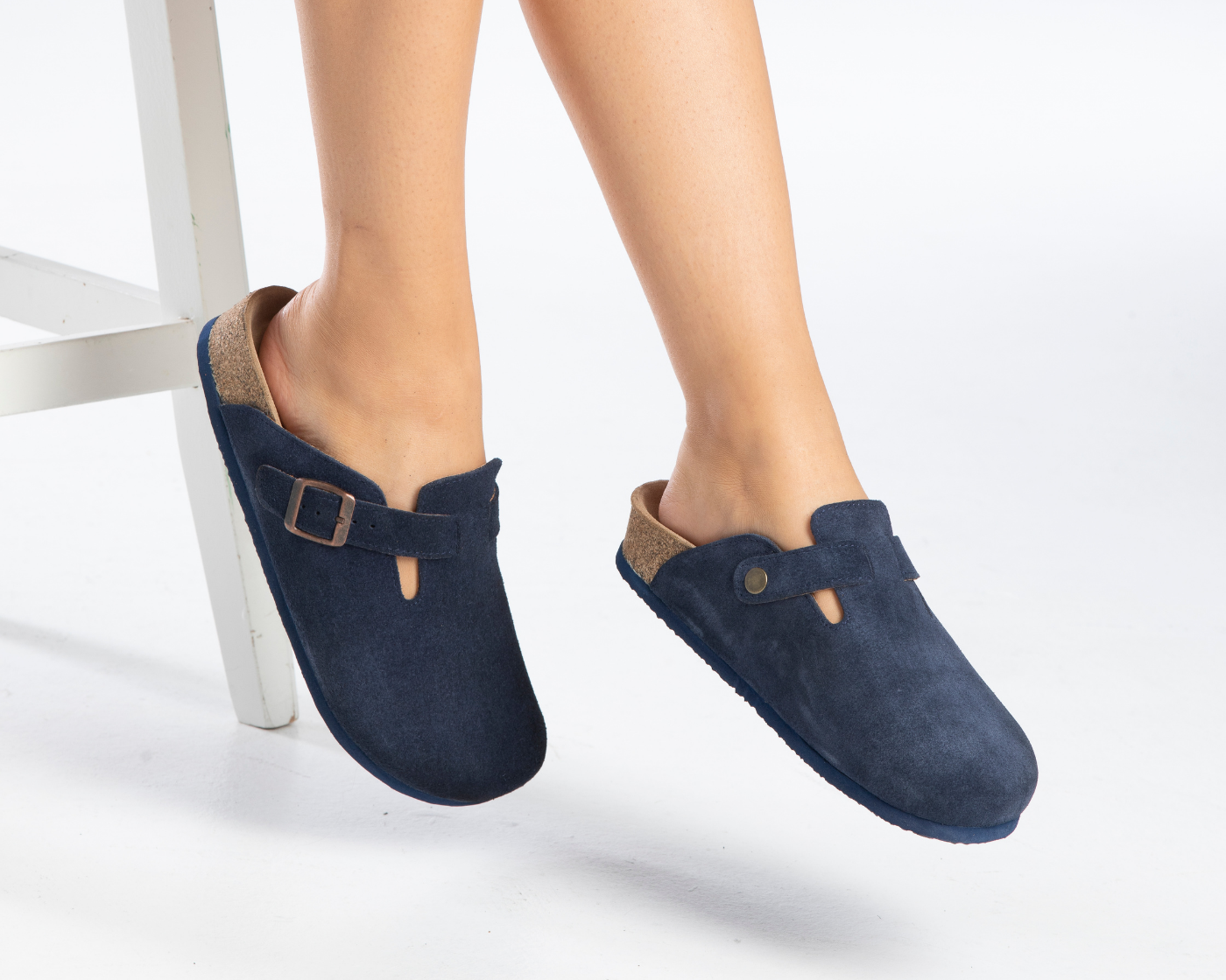 Susana- Natural Cork- Suede Leather- Navy Blue