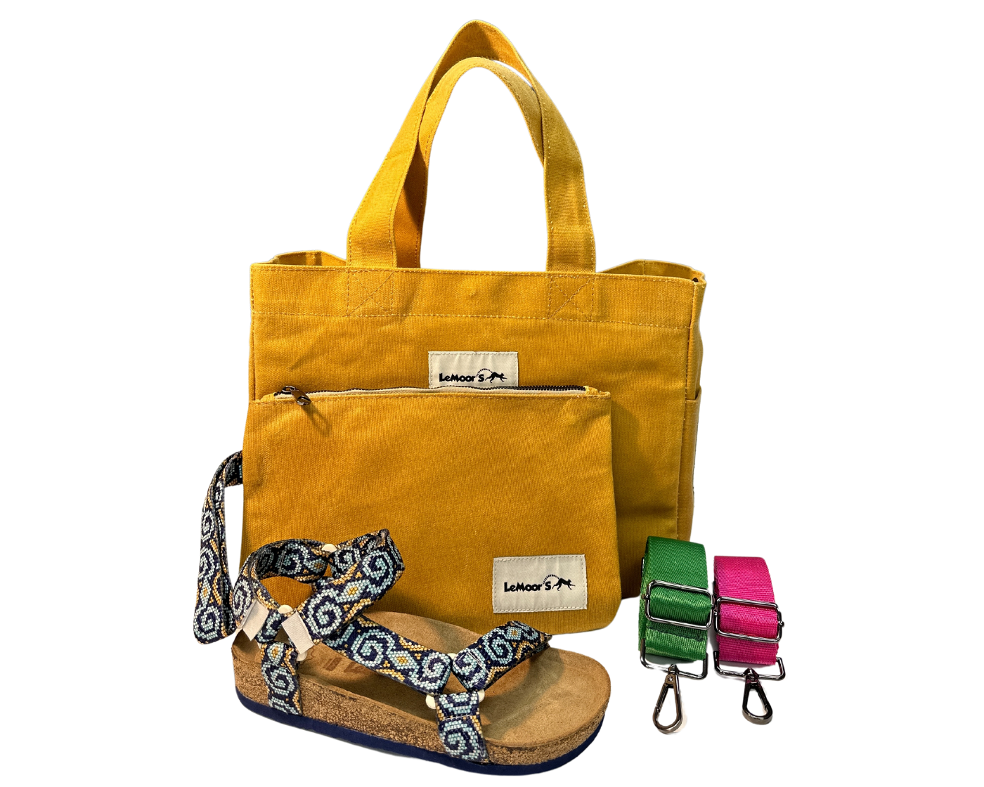 Lemoors Hibiscus Waxed Canvas Tote Bag Mustard