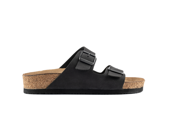 Maria- Natural Cork- Nubuck Leather- Black