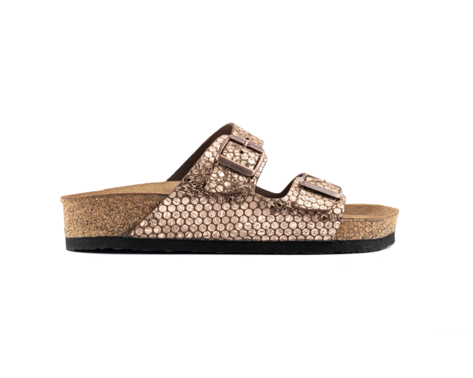 Maria-Natural Cork- Printed Leather- Bronze