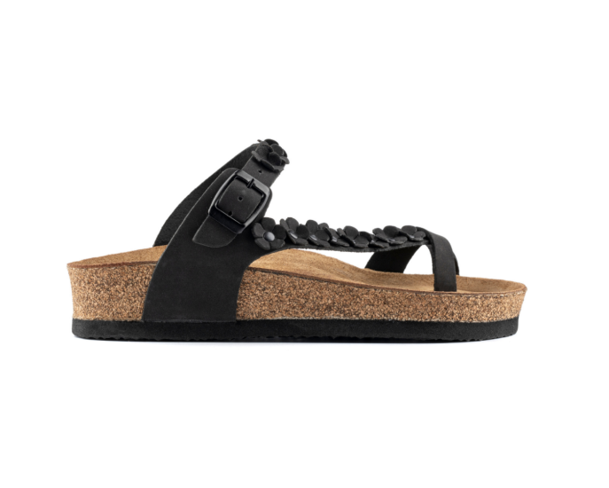 Jane- Natural Cork- Nubuck Leather- Black