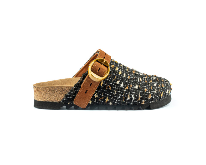 Mary Jane Natural Cork Textile Black